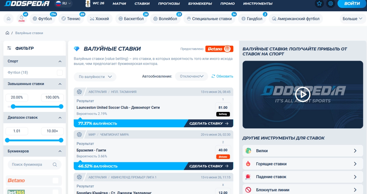 Сравнение коэффициентов букмекеров на сервисе Oddspedia Сравнение коэффициентов букмекеров на сервисе Oddspedia